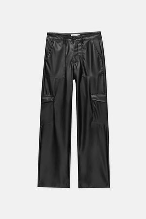 Faux leather cargo pants - pull&bear