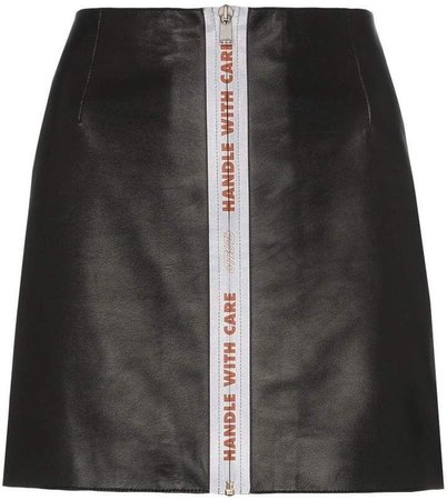 Heron Preston Reflective tape leather mini skirt