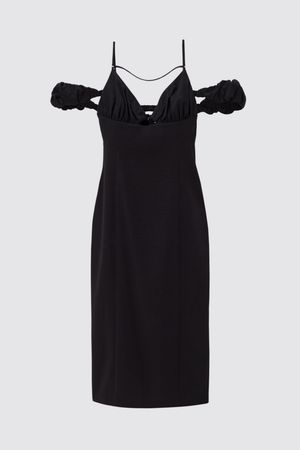 Платье миди в бельевом стиле. черный цвет - LIME