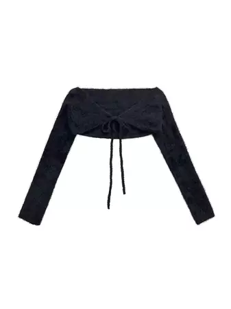 Fuzzy Knit Bolero BLACK | Expired Girl