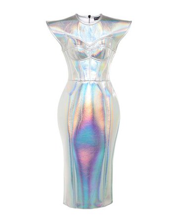 Dolce & Gabbana Holographic Jersey Midi Dress in Silver (Blue) - Lyst