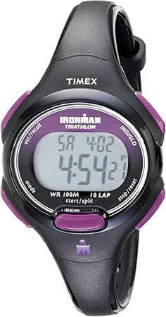 Amazon.com: Timex Women's T5K523 Ironman Essential 10 Mid-Size Black/Purple Resin Strap Watch: Timex: Watches