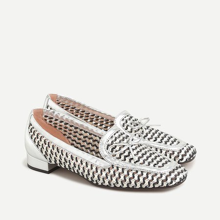 J.Crew: Woven Loafers With Bow Detail white