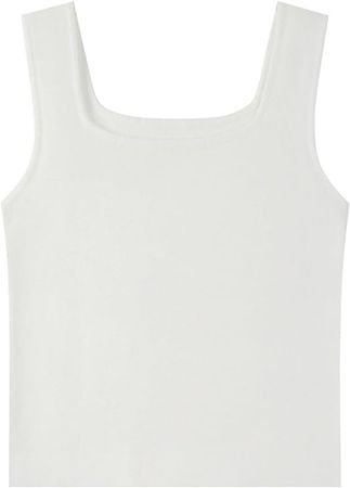 Square Neck Solid Color Wide Shoulder Straps for Women Basic Fit Tank Tops Summer Sleeveless Shirts Casual Going Out Tops (Color : White, Size : Free Size) at Amazon Women’s Clothing store