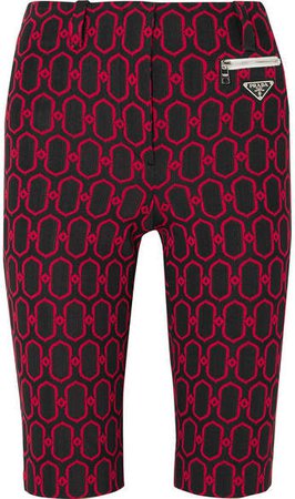 Appliquéd Jacquard-knit Shorts - Navy