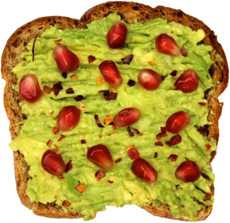 avocado gross toast food breakfast snack pomergranate...