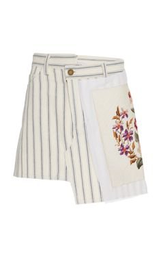Asymmetric Hand Embroidered Patchwork Cotton Skirt