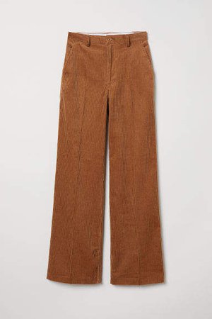 Wide-leg Corduroy Pants - Beige