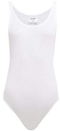 Ribbed Cotton Jersey Sleeveless Bodysuit - Womens - White