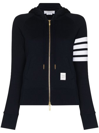 Shop blue & white Thom Browne 4-Bar stripe hoodie with Express Delivery - Farfetch