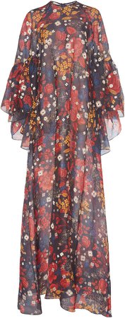 Gallie Floral Silk A-Line Maxi Dress