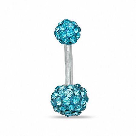 014 Gauge Curved Belly Button Ring with Light Blue Crystals in Stainless Steel | Belly | Body Jewelry | Piercing Pagoda