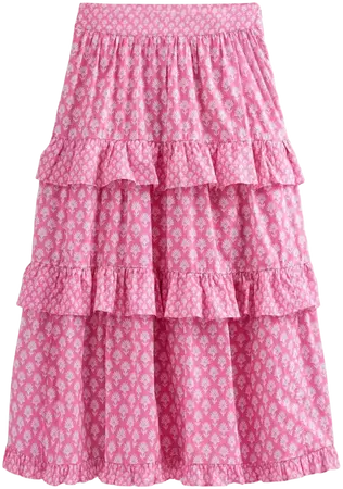 Tiered Cotton Maxi Skirt - Plum Blossom, Daisy Pome | Boden US