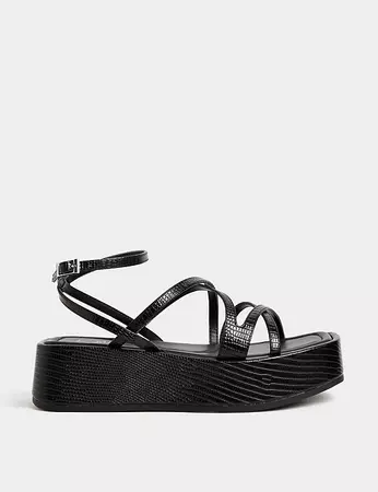 Leather Ankle Strap Flatform Sandals | M&S US