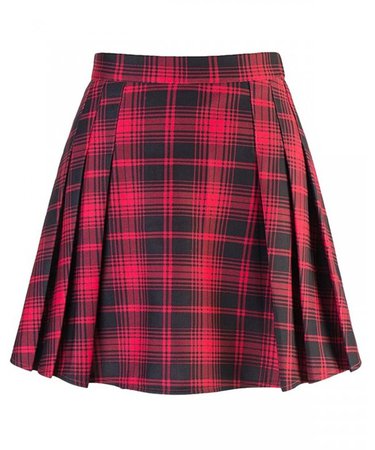 Women's Plaid Skirt - Red & Black - CE187KHAOXO
