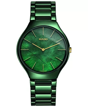 Rado Swiss True Thinline Green High-Tech Ceramic Bracelet Watch 39mm
