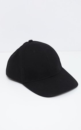 Black Plain Cap | Accessories | PrettyLittleThing