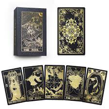 black and gold tarot cards