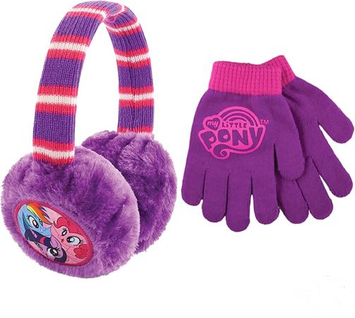 Amazon.com: Hasbro Girls Winter Earmuffs and Kids Gloves Set, My Little Pony For Ages 4-7: Clothing, Shoes & Jewelry