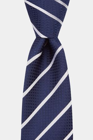 Moss 1851 Navy & Silver Stripe Tie