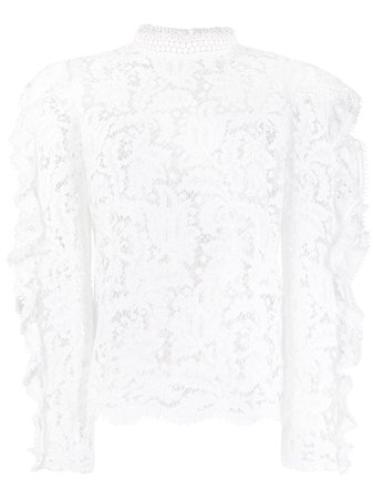 Isabel Marant Ruffle-Sleeved Lace Blouse Ss20 | Farfetch.com