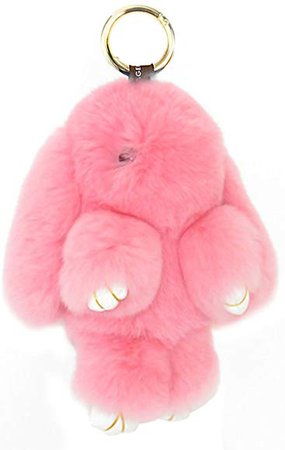 Amazon.com: BUYITNOW Bunny Keychain Plush Rex Rabbit Fur Keyring Bag Charms Pendant, Pink, 5 Inch: Shoes