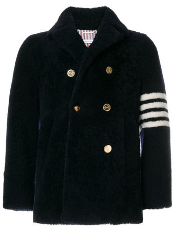 Thom Browne Unconstructed Classic Shearling Peacoat - Farfetch