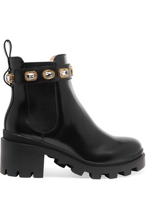Gucci | Trip crystal-embellished leather Chelsea boots | NET-A-PORTER.COM