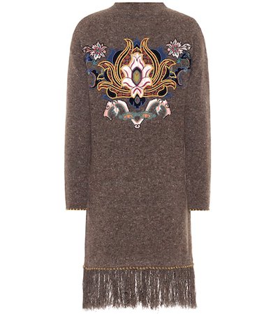 Embellished wool and cashmere dress