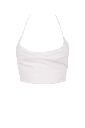 House of CB, ISIS WHITE POPLIN TIE BACK TOP WITH SILVER DETAILS