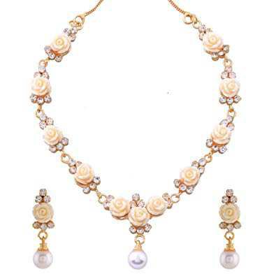 beige flowers necklace and earrings sets - Google Search