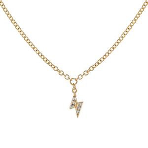Diamond Tiny Lightning Bolt Necklace 14K | Adina's Jewels