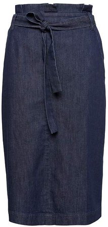 Paper-Bag Waist Denim Skirt