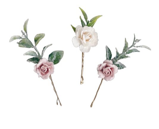 Flower Hair pins, Set of flower hair pins, Blush flower hair clip, Bridal hair pins, Wedding hair pieces for bridesmaid