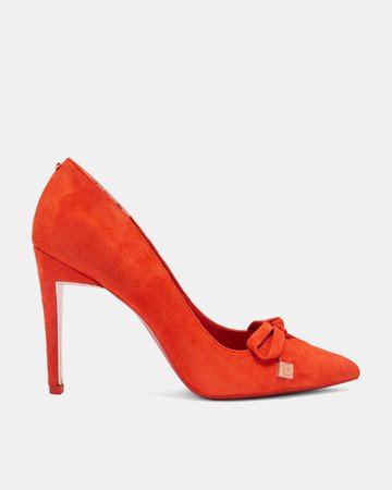 Suede bow detail courts - Bright Orange | Shoes | Ted Baker UK