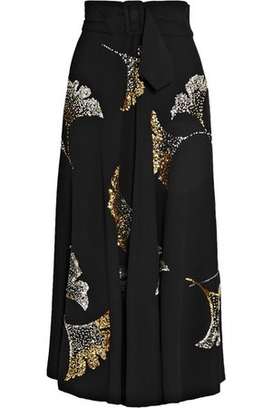 Dries Van Noten | Simiana belted sequin-embellished crepe midi skirt | NET-A-PORTER.COM