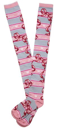 Ribbon Stripe socks in blue x pink
