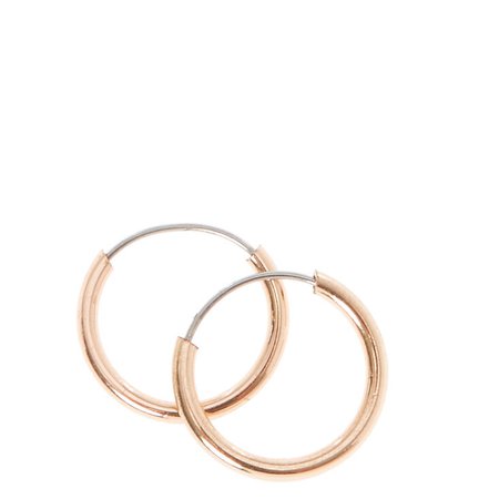 Rose Gold 10MM Hoop Earrings | Claire's US