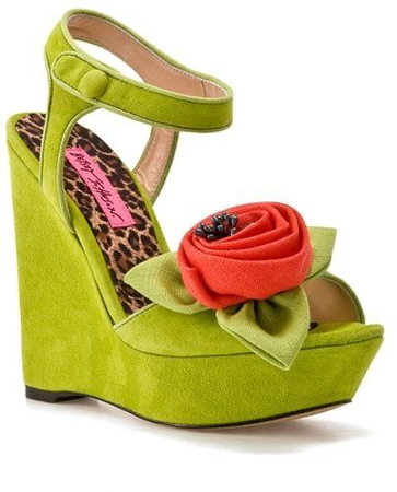 Lime Green Wedges with Red Flower
