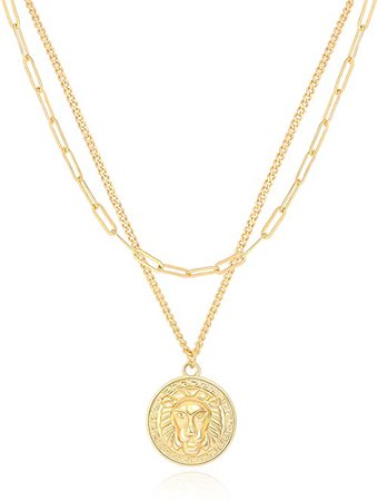 Amazon.com: 18k Gold Plated Medallion Necklace Coin Pendant Round Circle Disk Minimalist Jewelry for Women 20’’: Clothing
