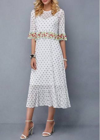 Camisole and Polka Dot Print Chiffon Dress | liligal.com - USD $36.32