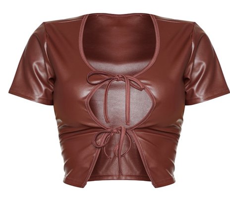 brown leather crop
