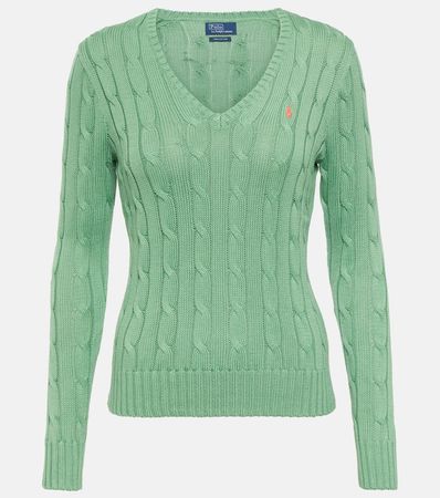 Cable Knit Cotton Sweater in Green - Polo Ralph Lauren | Mytheresa