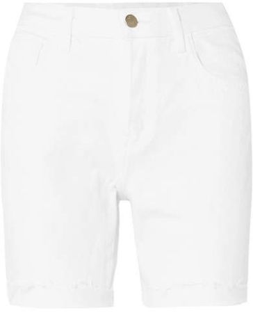 Billey Frayed Denim Shorts - White