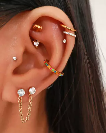 Double Ear Piercing Earring Helix Stud Hoop Ring Cartilage Ear Jewelry – Impuria Ear Piercing Jewelry