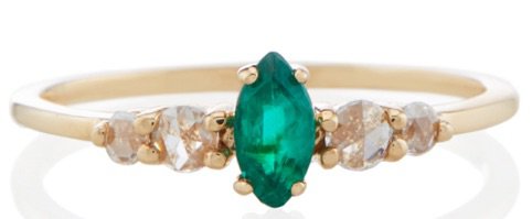 Yellow Gold Green Emerald Ring