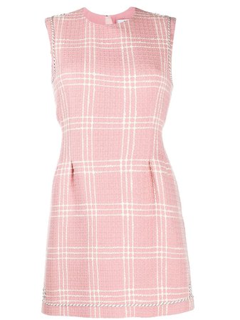 Pink MSGM check tweed dress - Farfetch