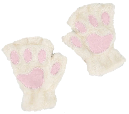 cat paw gloves white