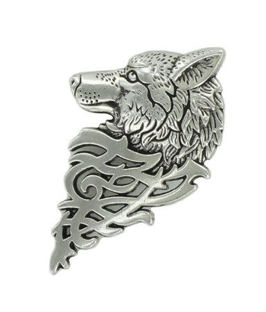 silver wolf brooch