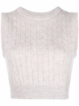 Shop Brunello Cucinelli cable knit sleeveless top with Express Delivery - FARFETCH